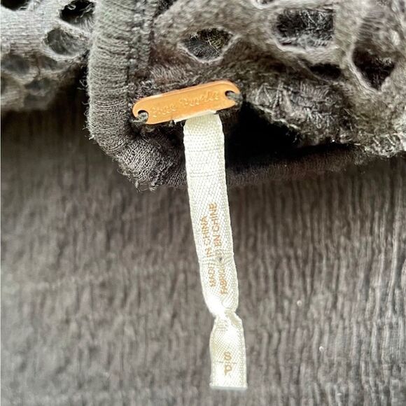 Free People To The Point Black Crochet Cut-Out Skater Dress - Picture 12 of 12